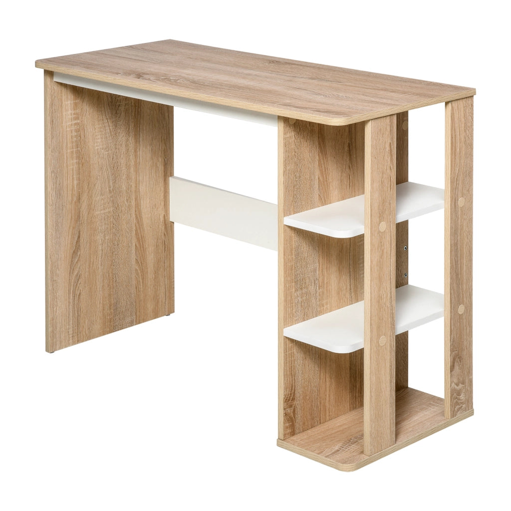 Scrivania per computer con ripiani laterali ¨C Zephmum ¨C Legno rovere chiaro 100x44x74 cm