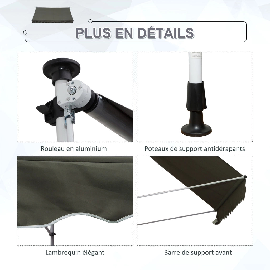 Tenda da esterno pieghevole retrattile ¨C Minimal ¨C grigio 3x1.5 m