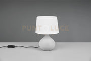 MARTIN LAMPADA DA TAVOLO BASE CERAMICA PERA SFERA CAPPUCCINO PARALUME BIANCO H. 29CM D. 20CM 1 LUCE ATTACCO E14