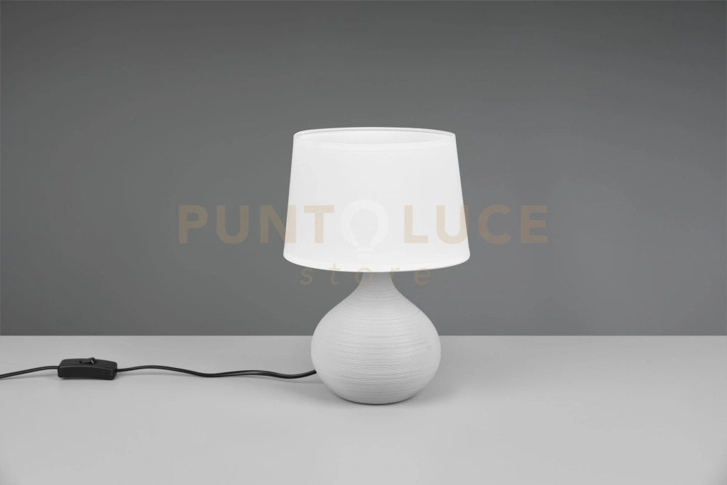 MARTIN LAMPADA DA TAVOLO BASE CERAMICA PERA SFERA CAPPUCCINO PARALUME BIANCO H. 29CM D. 20CM 1 LUCE ATTACCO E14