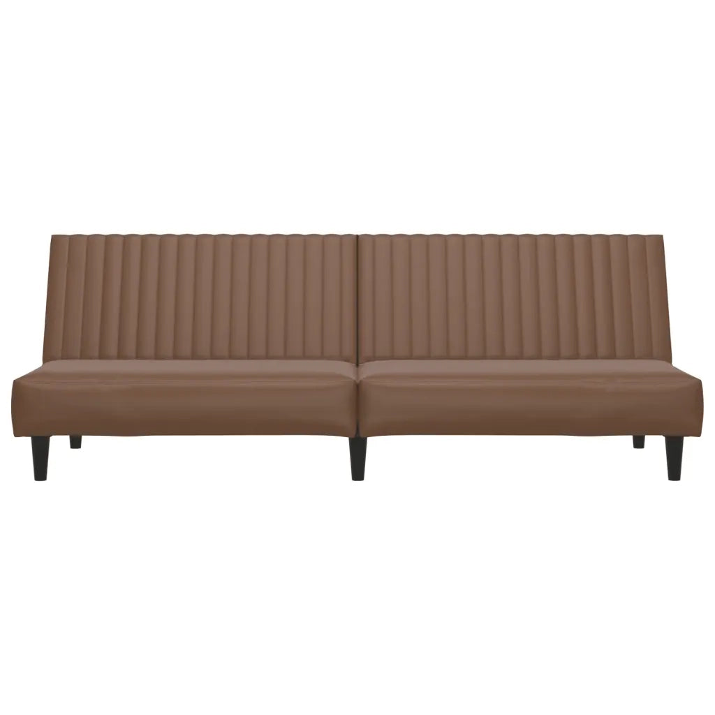 Divano Letto a 2 Posti Marrone in Similpelle 375948