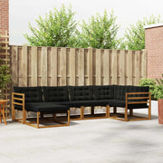 Set di divani da esterno con cuscino 6 pcs Naturale e Nero 3369615