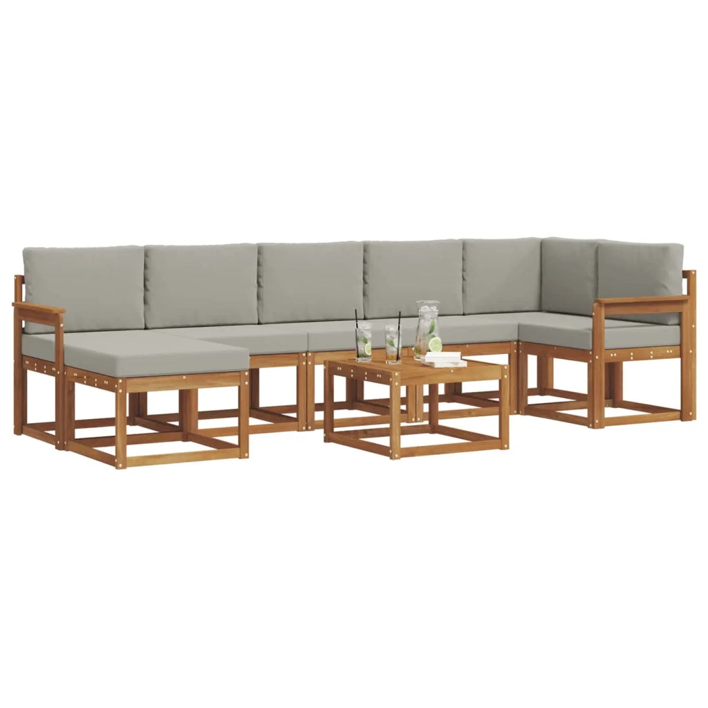 Set di divani da esterno 8 pcs Grigio Naturale e Chiaro 3366734