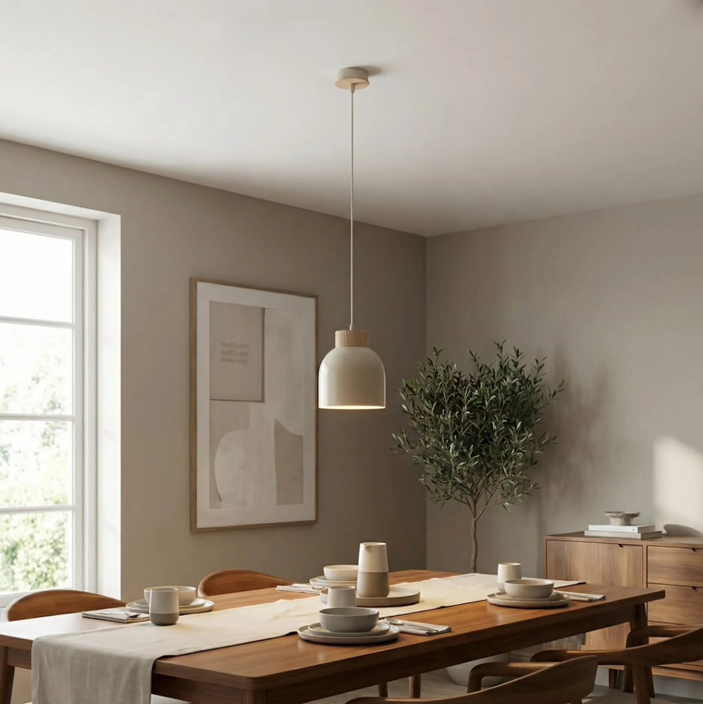 Lampada a sospensione VIGO beige legno 1xE27