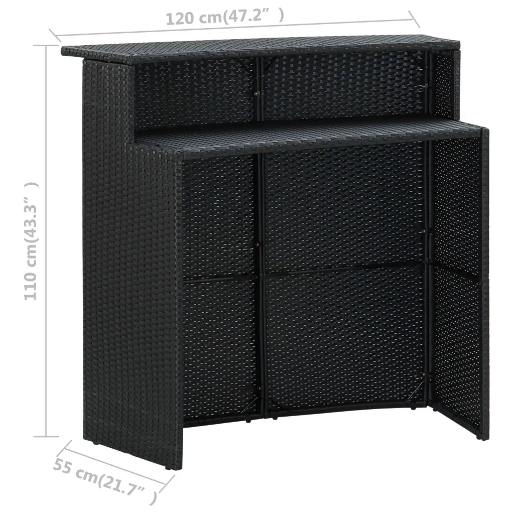 Set Bar da Giardino 4 pz con Cuscini Nero 3064876
