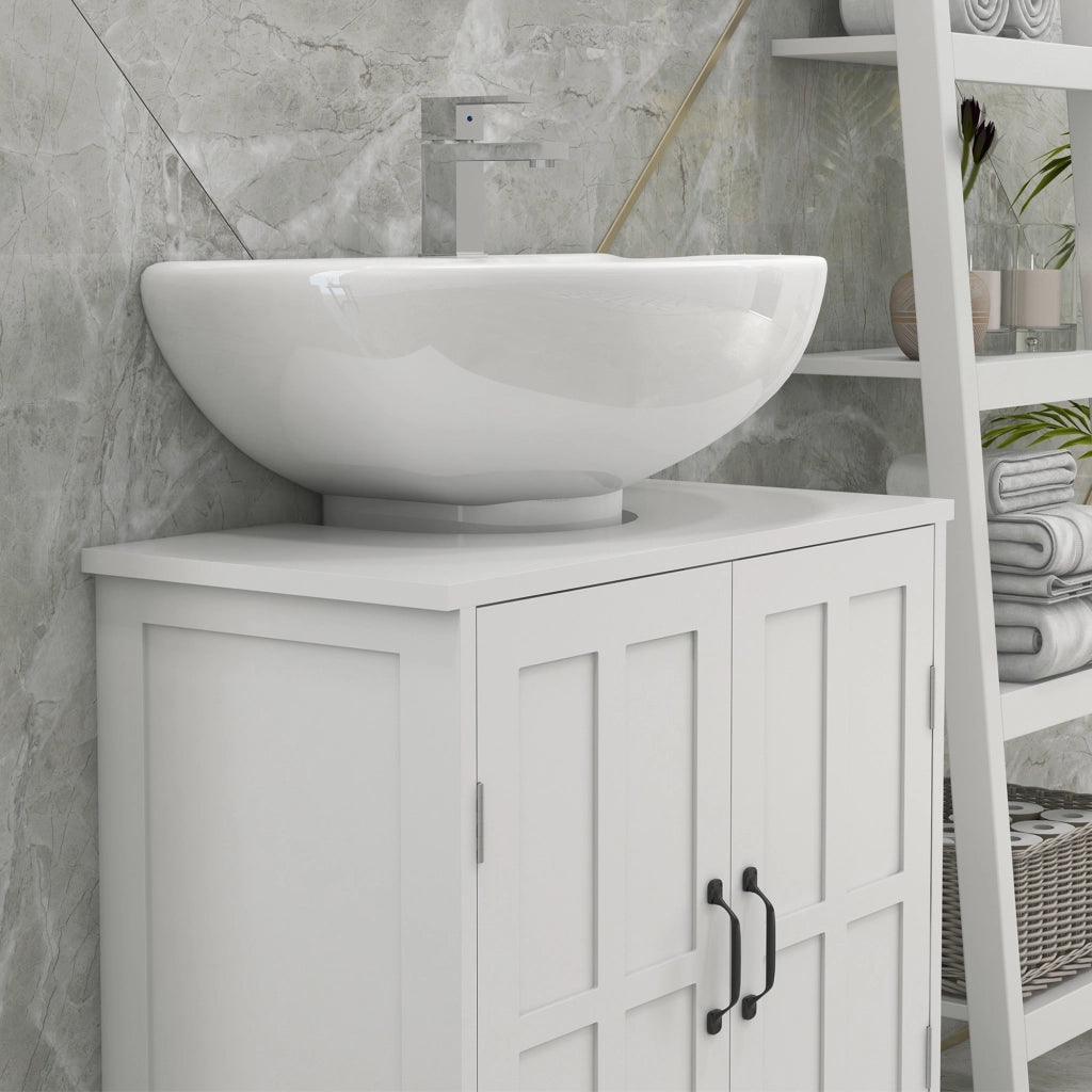 Mobile Sottolavabo Bagno con Ante e Ripiano Regolabile ¨C Minimal ¨C Bianco 60x30x60