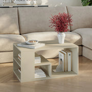 Tavolino Centrale da Salotto Antaa con Vani Aperti 80 x 50 x 40 cm - Color Avena Oatmeal [en.casa]