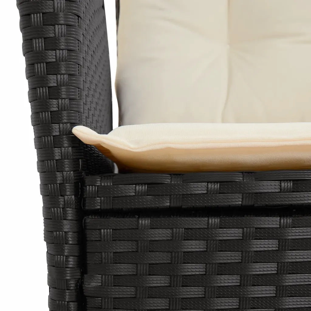 Set da Pranzo da Giardino 5 pz Nero con Cuscini in Polyrattan 3213088