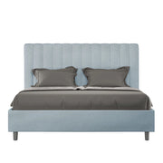 BS COM Letto una piazza e mezza con rete imbottito 130x210 microfibra azzurro