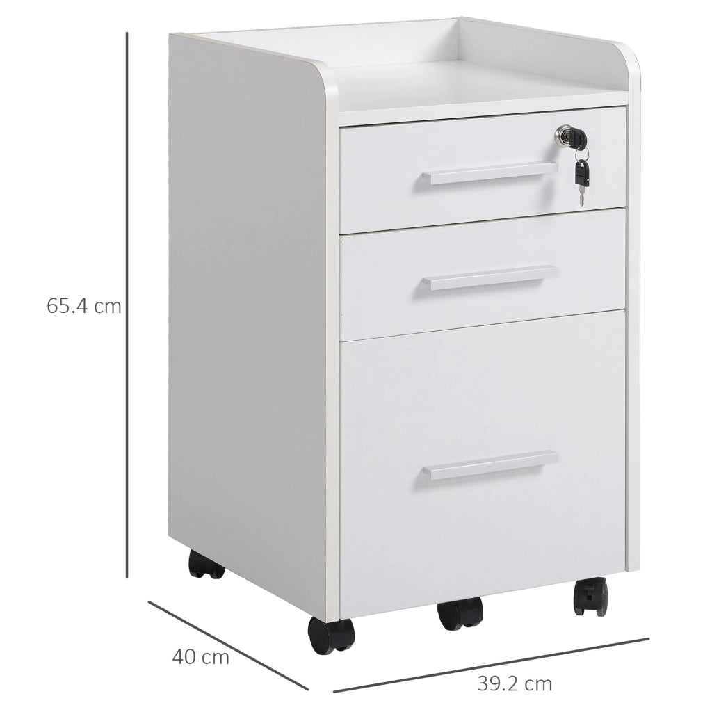 Cassettiera Portadocumenti da Ufficio 39,2x40x65,4 cm 3 Cassetti  Bianca