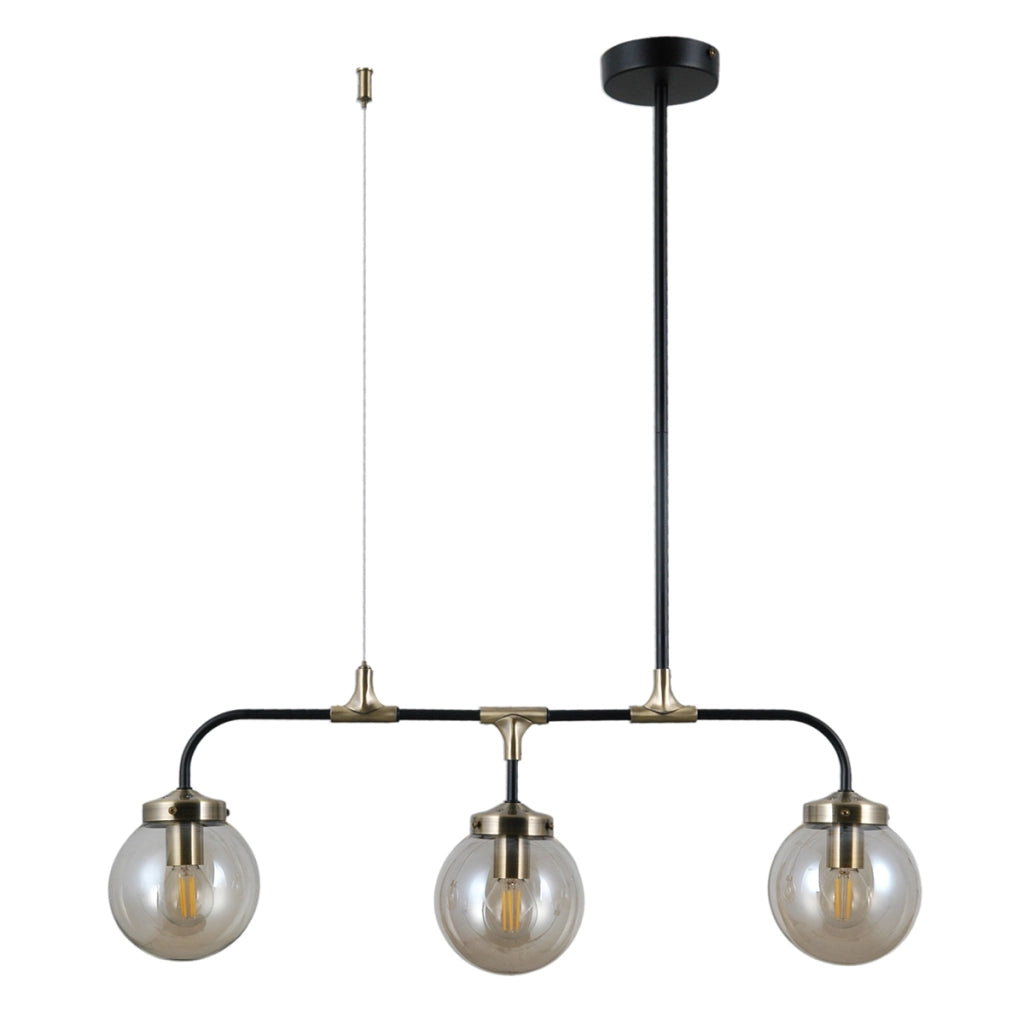 Lampada a sospensione industriale nera 3 sfere E14 Valpena