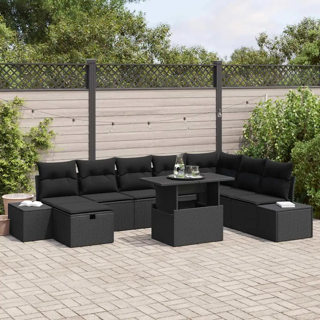 Set Divano da Giardino 11 pcs Nero Poly Rattan 3359900