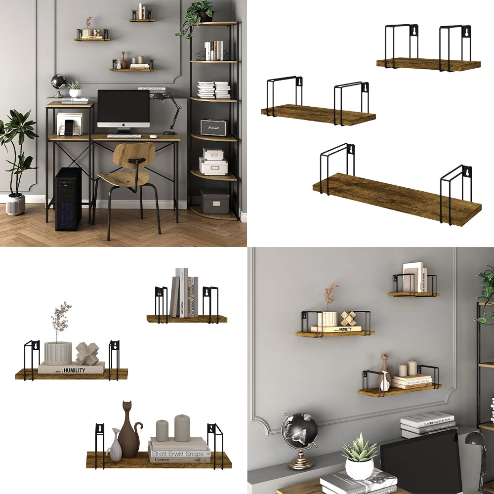 Vicco Scaffale a muro Legno antico 3 parti