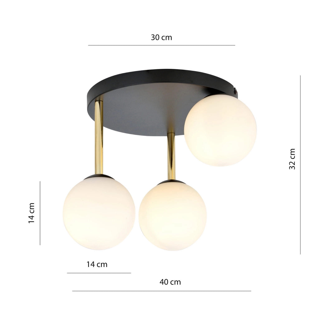 Plafoniera Emibig DOLCE 3 luci E14 vetro bianco oro