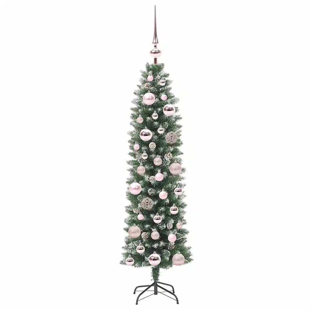 Albero di Natale Artificiale Sottile Verde e Bianco 120 cm 3395271