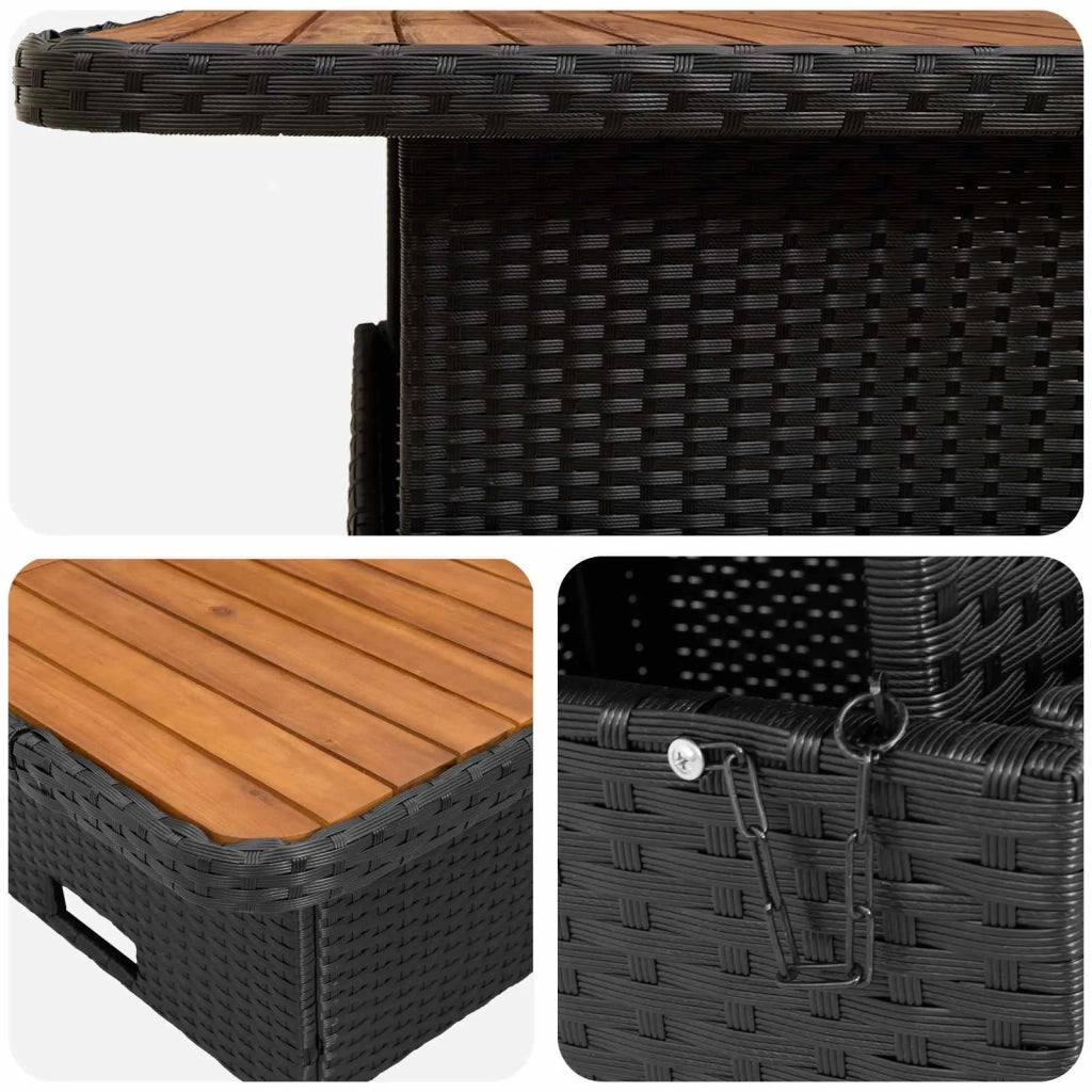 Set di Mobili con cuscino 4 pcs Nero e Turchese Rattan in PE 3422180