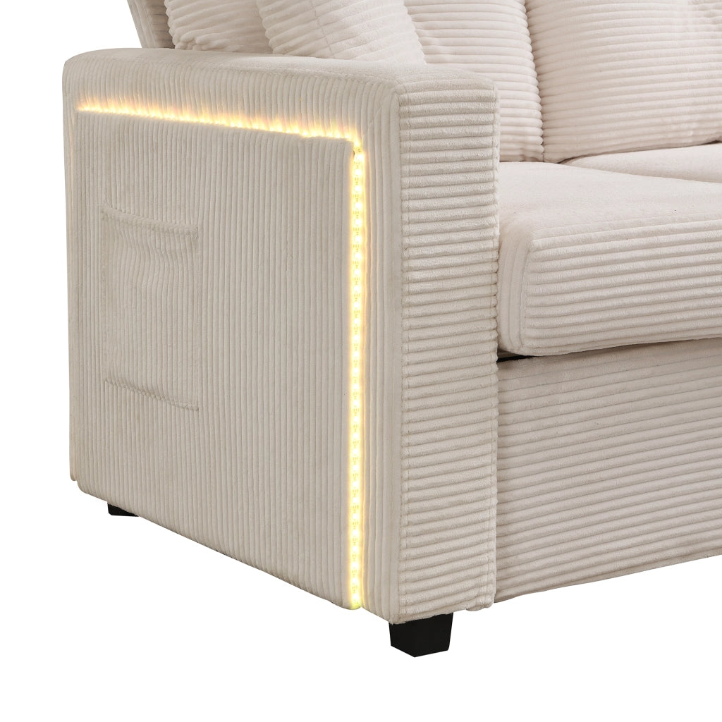 Divano Angolare Modulare 3 Posti con Ottoman e LED ¨C MINIMAL ¨C Tessuto, L-Form
