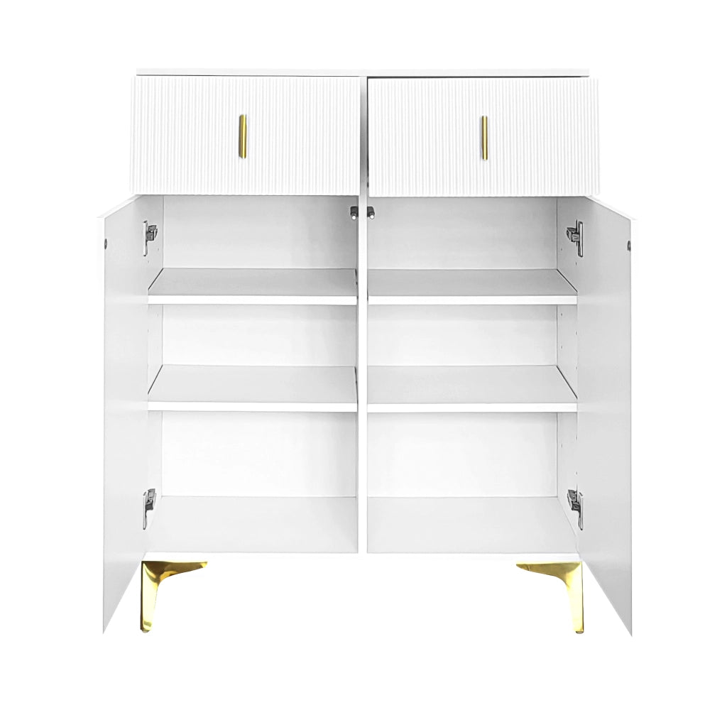 Sideboard con 2 cassetti, 2 ante e ripiani regolabili, bianco