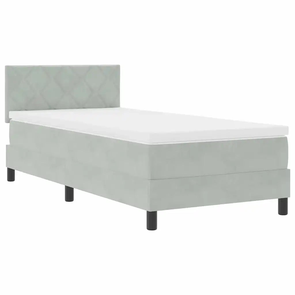 Letto a molle con testiera Grigio chiaro 90 x 190 cm Velluto 3339206