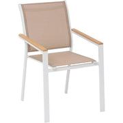 Sedia essentia con braccioli lino-bianco