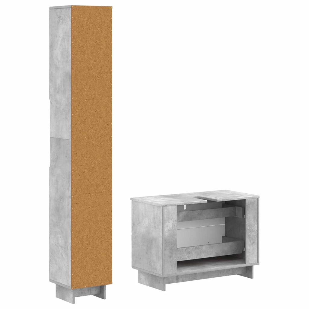 Set di Armadi da Bagno da 2 Pezzi EDE Grigio Cemento 3417498