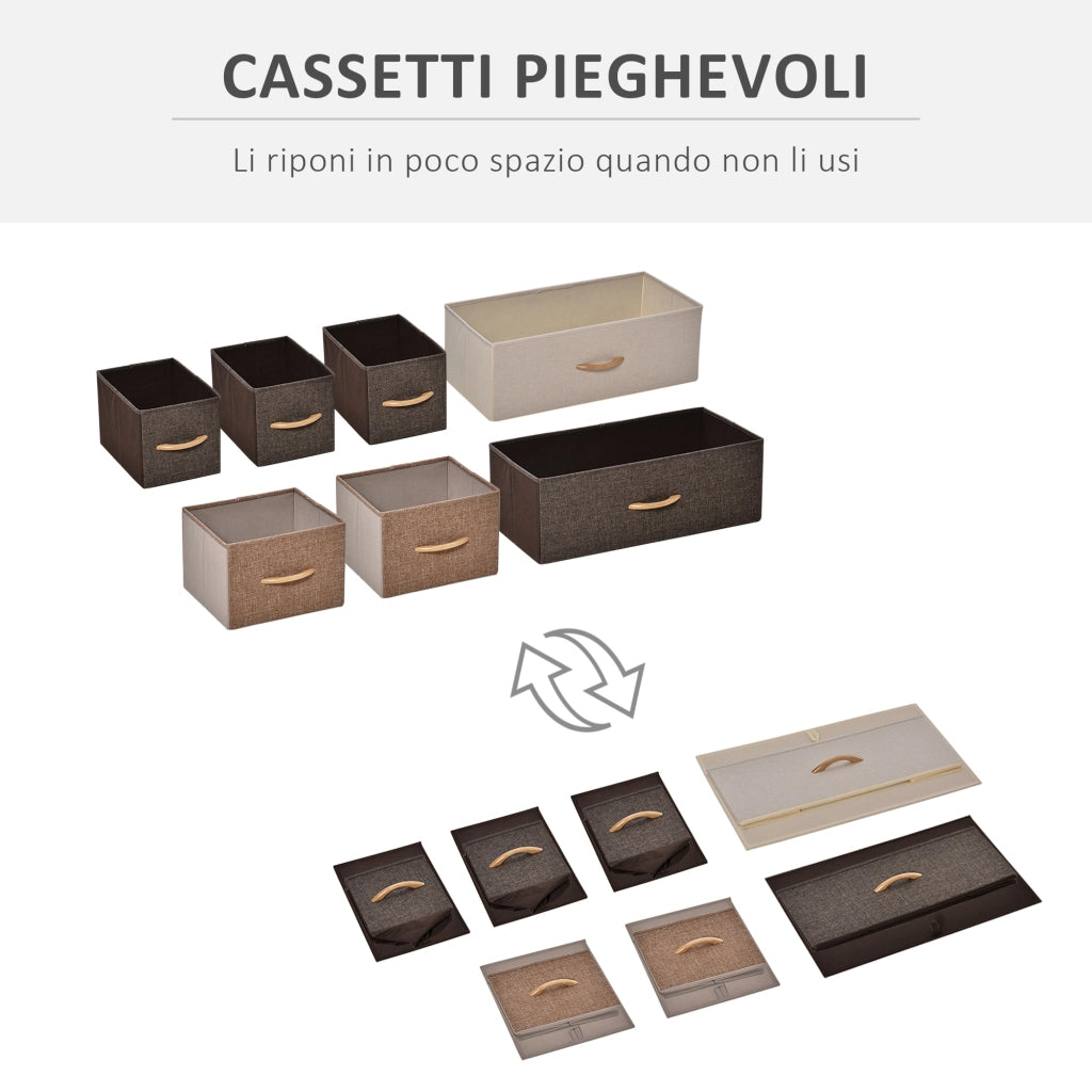 Cassettiera 7 Cassetti ¨C Xylo ¨C Tessuto e MDF, Multicolore 80x29x78.5cm