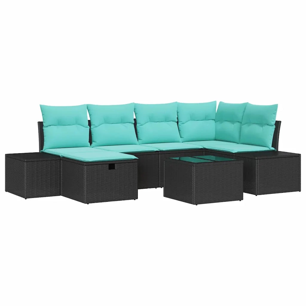 Set Divano da Giardino 7 pz Nero polyrattan 3359395
