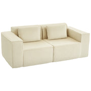 Divano 3 Posti Modulare con Braccioli Larghi e Cuscini in Velluto ¨C Minimal ¨C Beige