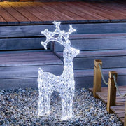 Renna Di Natale Luminosa con Diamanti cristalli 150 Led Bianco Ghiaccio H92 cm D1510