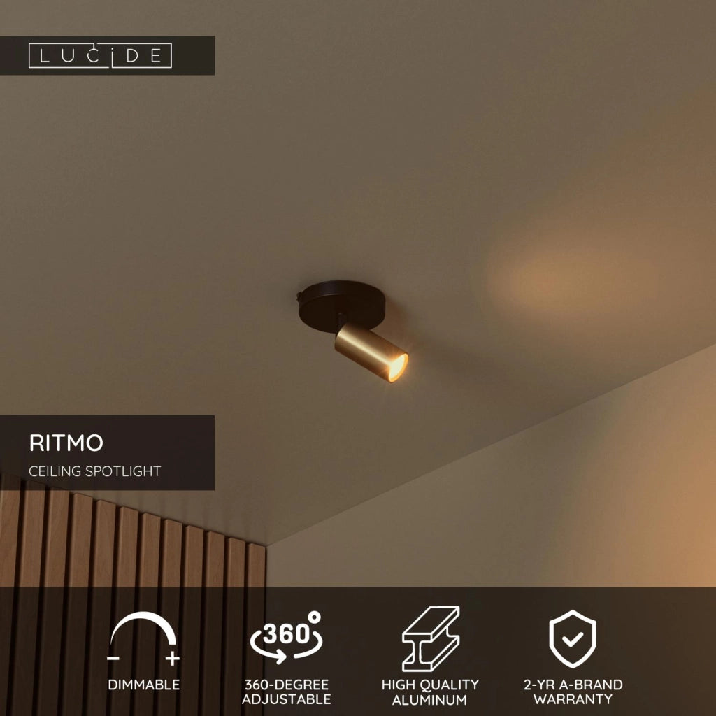 Faretto da soffitto RITMO 1xMR11 oro nero Lucide