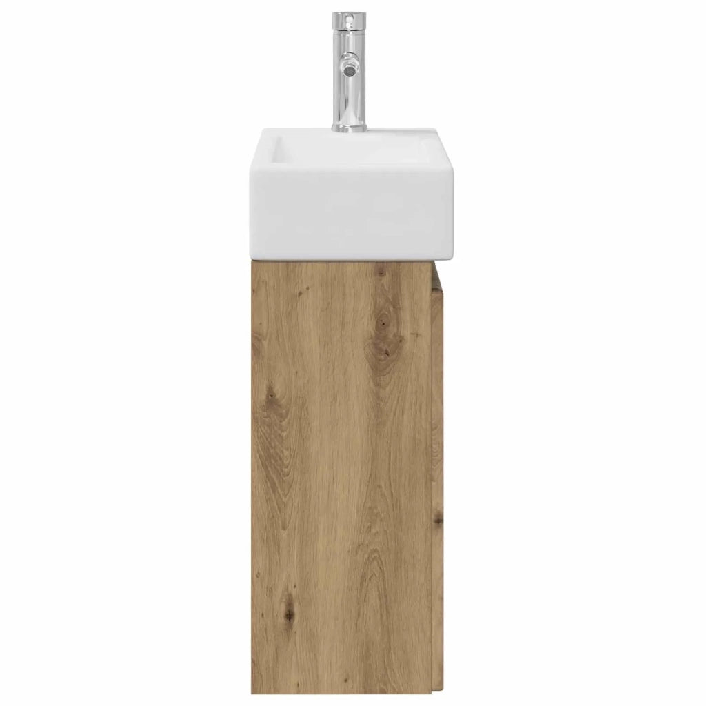 Mobile Bagno | Armadio da bagno con rubinetto Rovere Artigianale