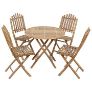 Set da Pranzo da Giardino 5 pz Pieghevole con Cuscini in Bambù 3063978