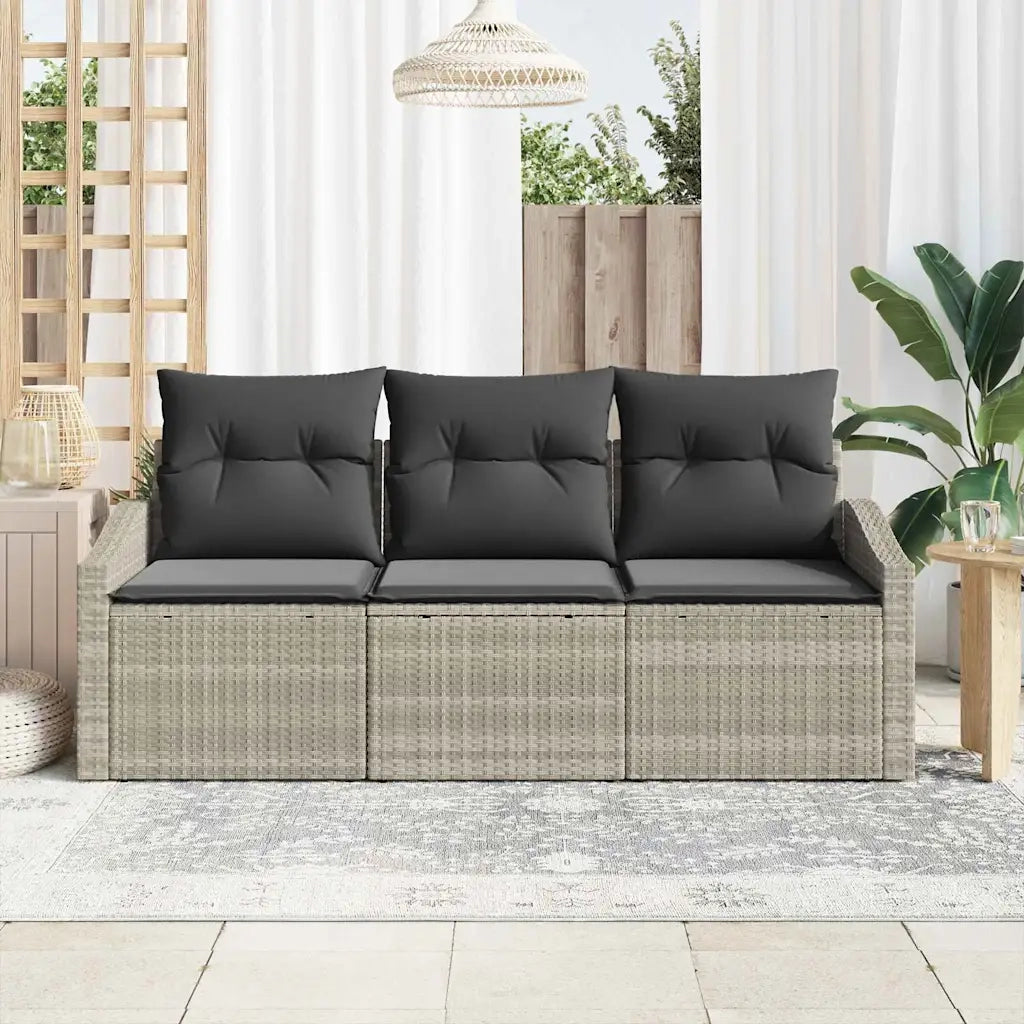 Set Divano da Giardino 3 pcs Grigio chiaro polyrattan 3355251