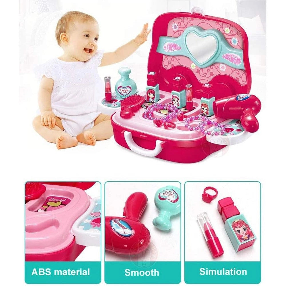 Trade Shop - Beauty Set Con Specchio Valigetta Giocattolo Accessori Bellezza Con Ruote -