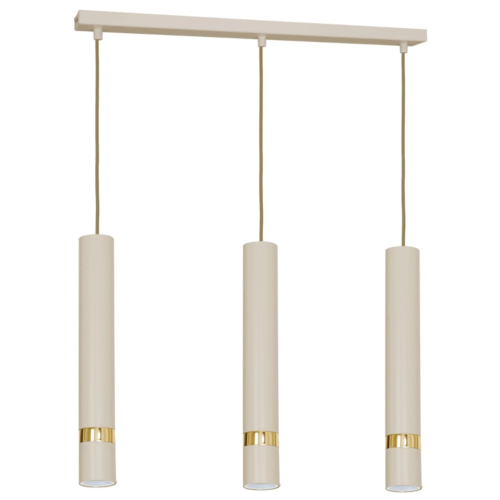 Lampada a sospensione Reno 3 luci crema oro 60cm GU10