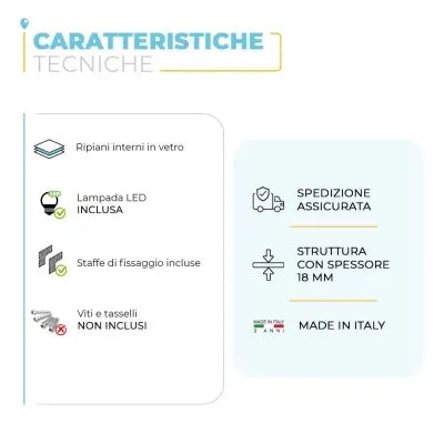 Specchio contenitore 68x61 cm bianco lucido con anta a destra e LED