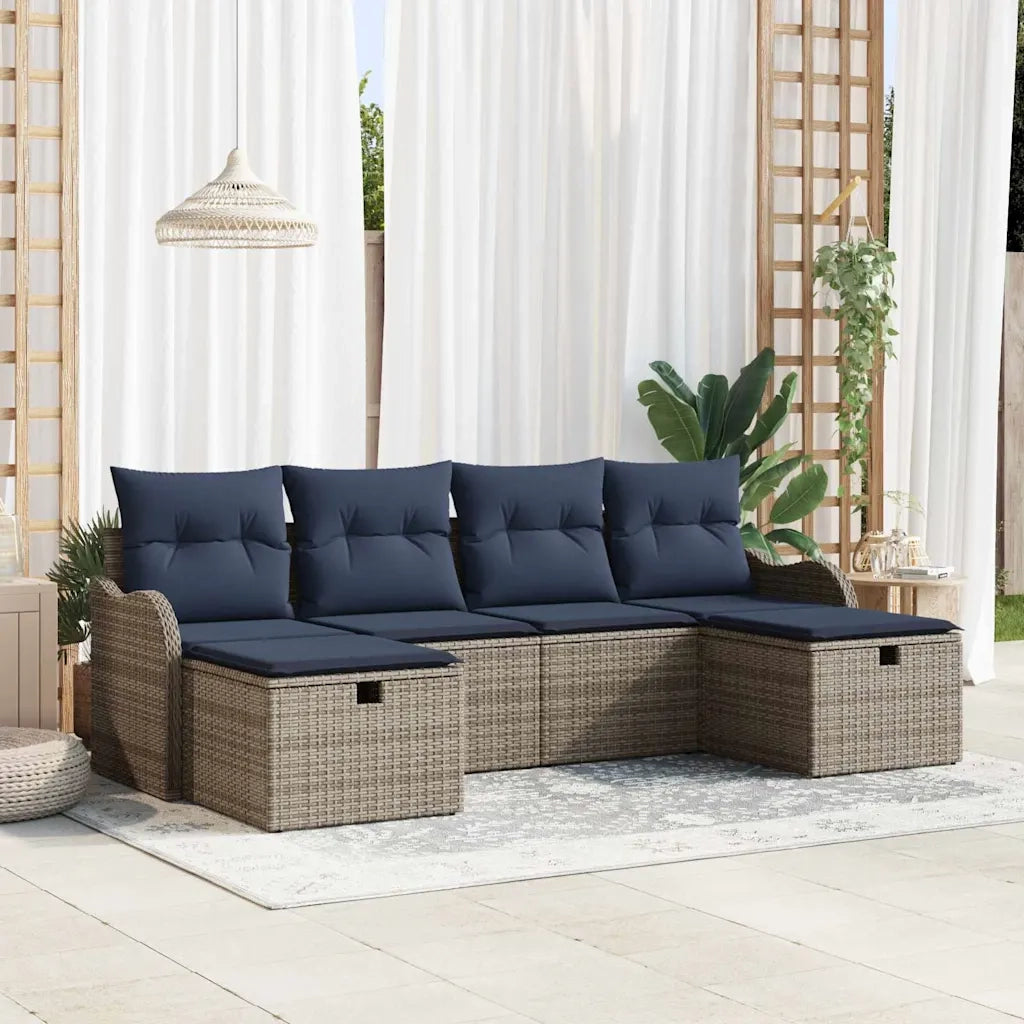 Set di divani 6 pz 6-Numero di posti Grigio e Blu Navy 3359024