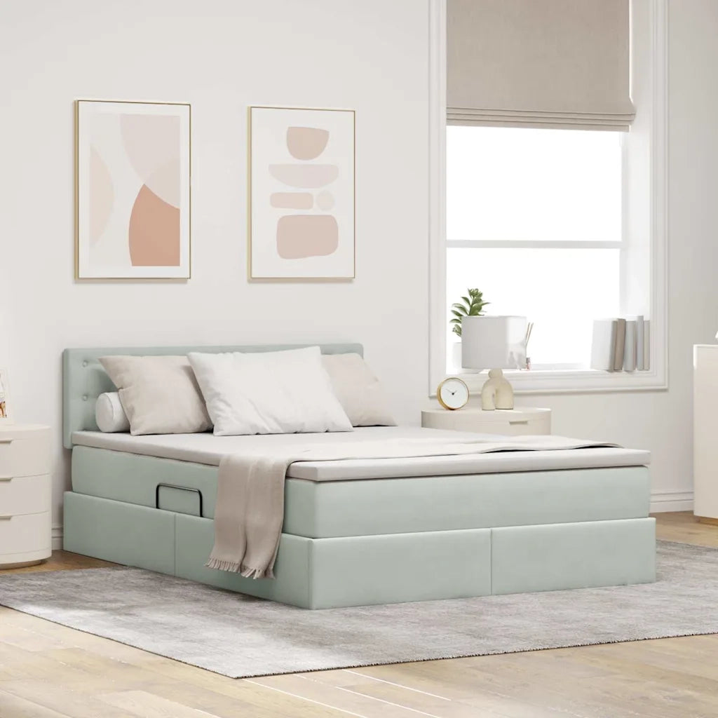 Letto con Contenitore Grigio chiaro 140 x 200 cm Velluto 3370881
