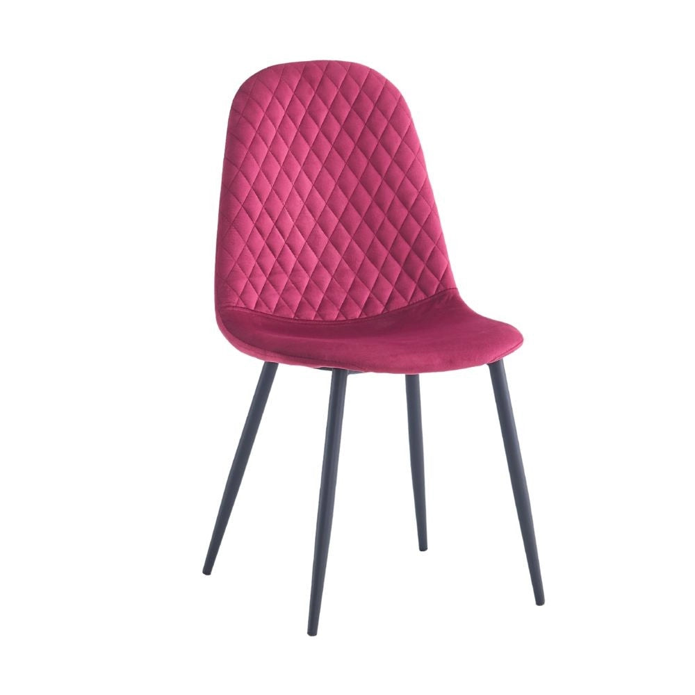 Set 4 Sedie imbottite velluto rosso Bretta con schienale trapuntato