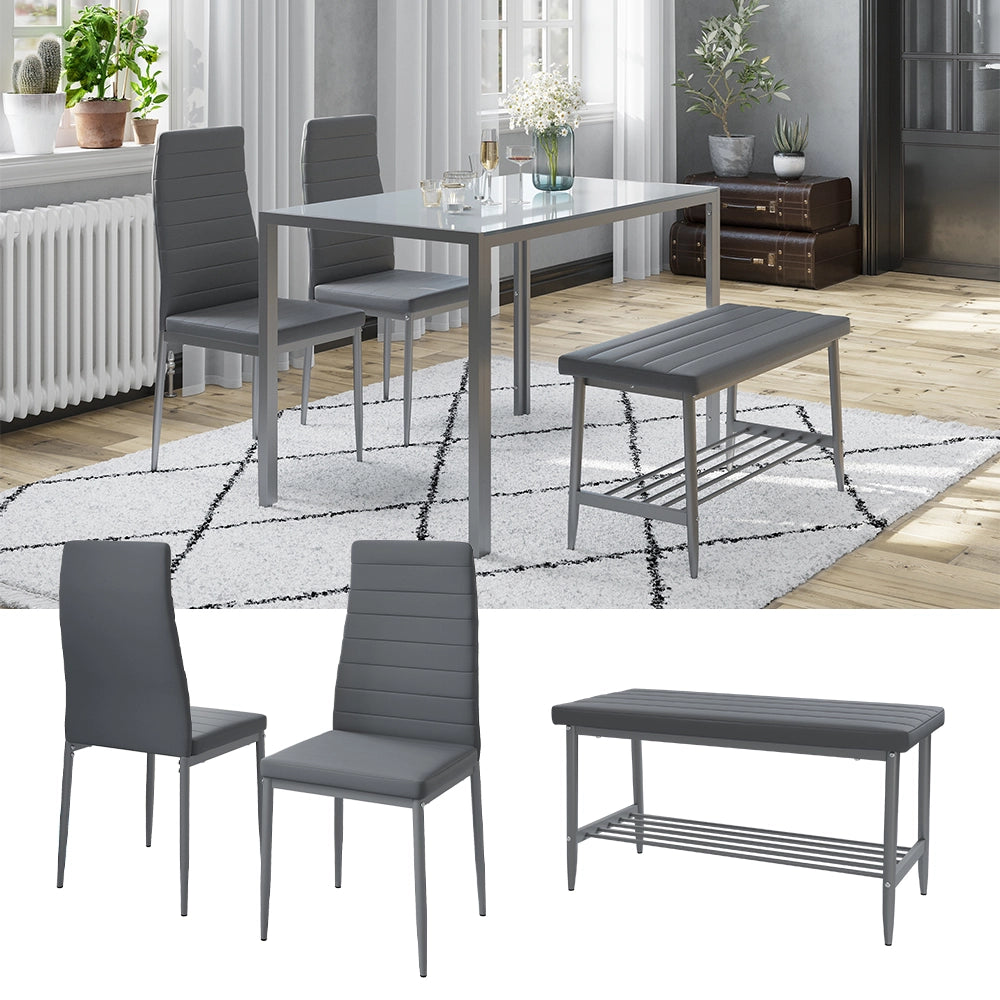 Vicco Panca e sedia Grigio 85 x 46.5 cm Set da 3 pezzi