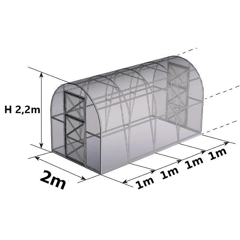 Serra Compact 2x2m con copertura policarbonato alveolare 4mm
