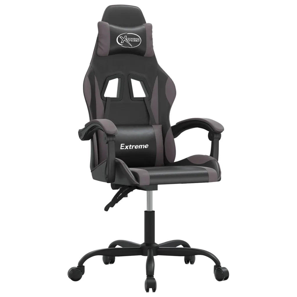 Sedia da Gaming Girevole Nera e Grigia in Similpelle 349571