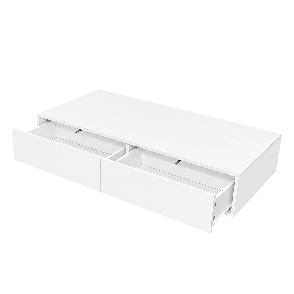 Tavolino da Caff¨¨ con LED e Cassetti ¨C MINIMAL ¨C Bianco Lucido 115x55x34