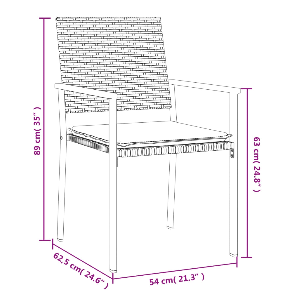 Set Pranzo da Giardino 7 pz con Cuscini in Polyrattan e Acciaio 3187010