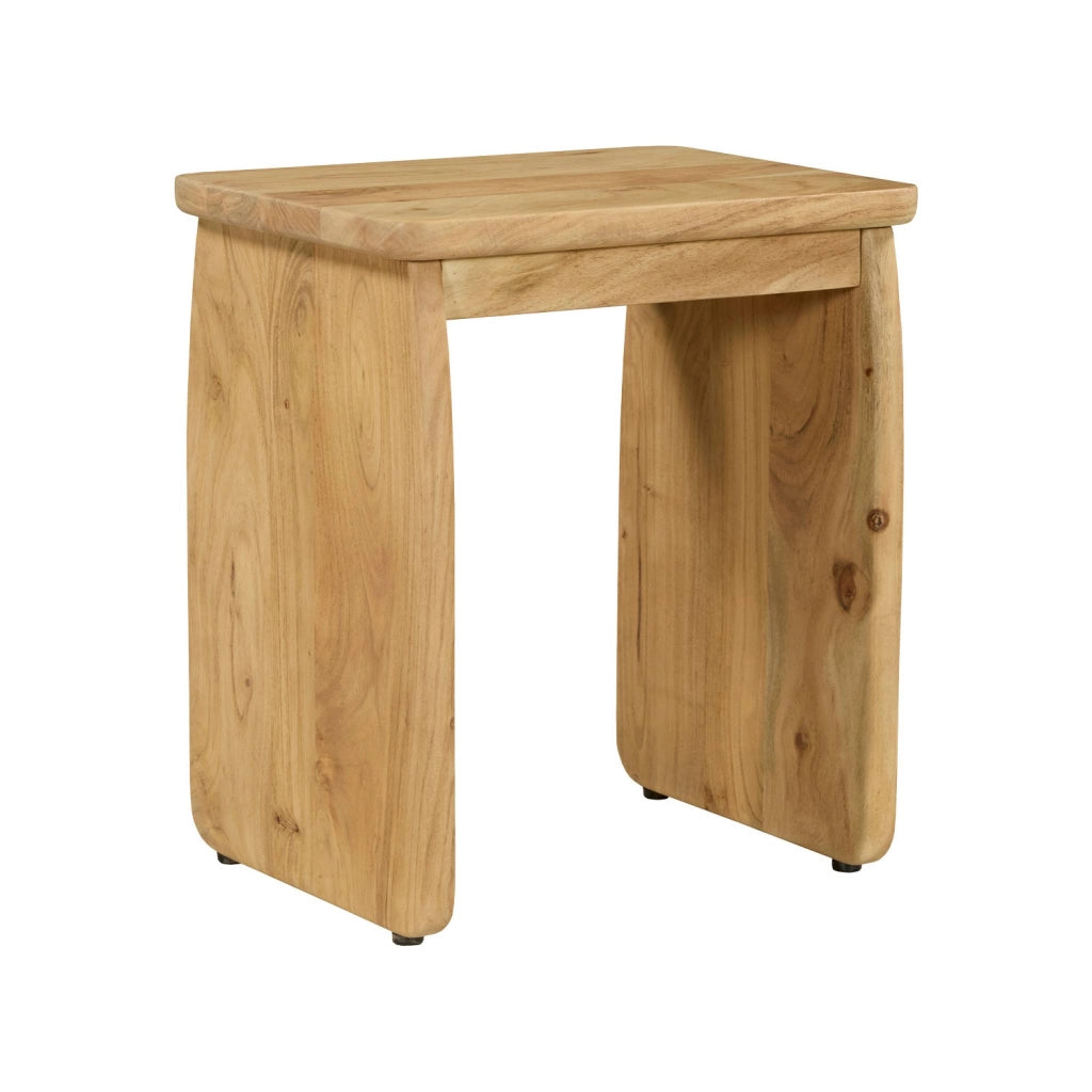 Comodino esotico in legno di acacia, marrone naturale