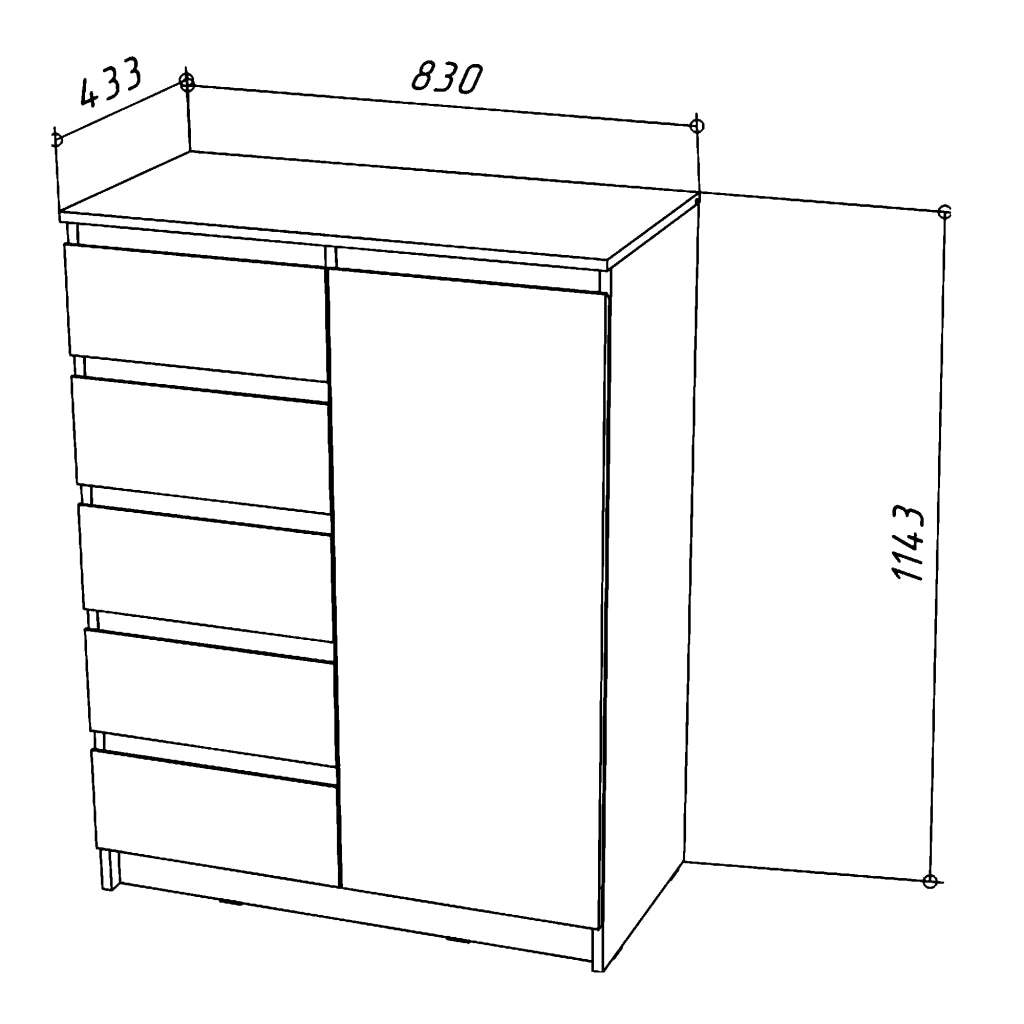 Commode SOLA - Bianco - 4 Cassetti - Larghezza 83 cm, Altezza 114 cm, Profondit? 43 cm