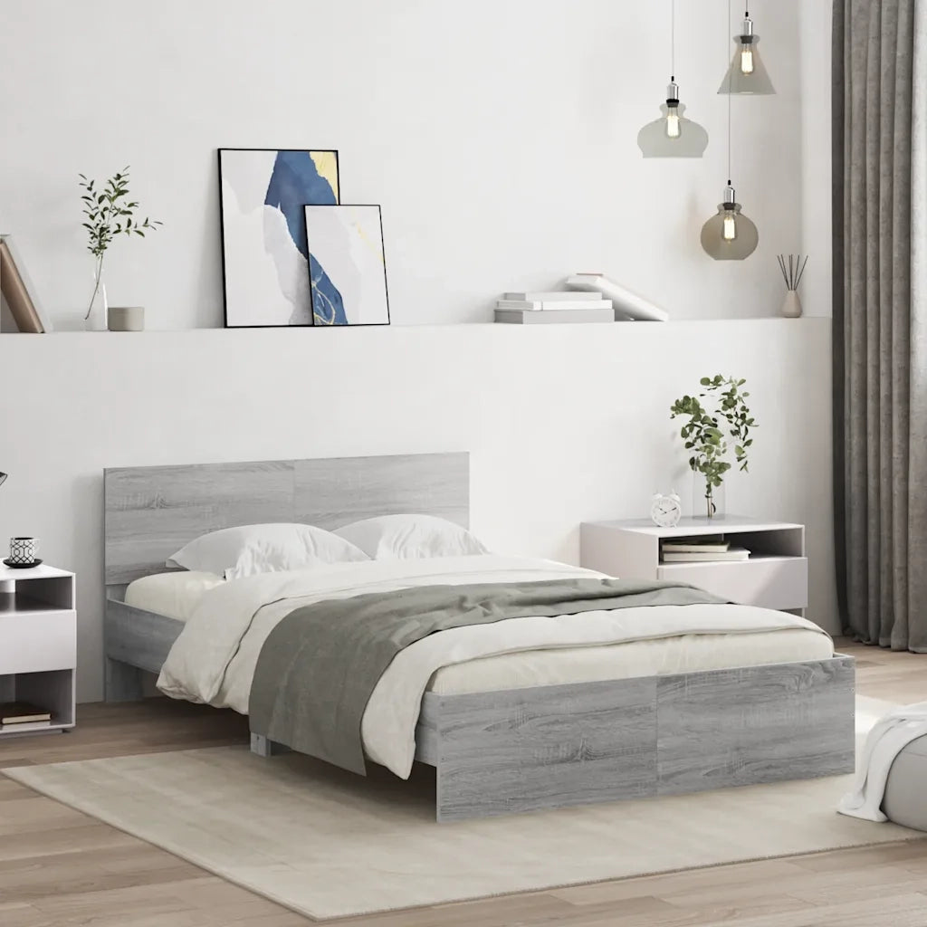 Giroletto con Testiera e LED Grigio Sonoma 120x190 cm 3207642