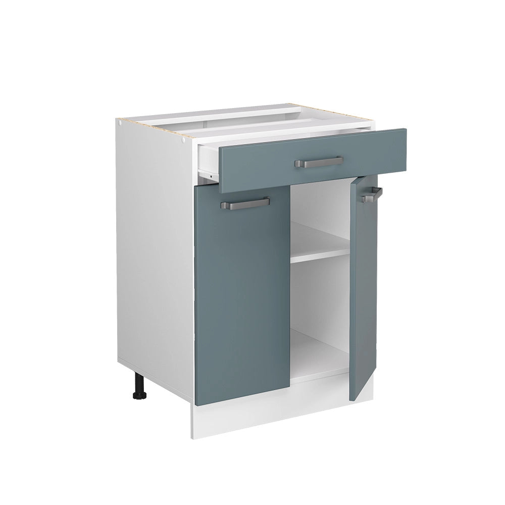 Vicco Mobiletto base per cucina Grigio-blu 60 cm con cassetto, PL Rovere