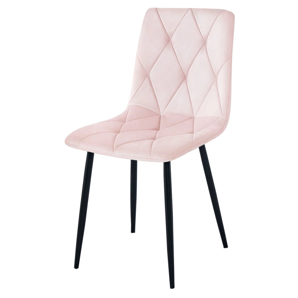 Sedia Libra in Velluto Rosa Cipria con Gambe Nere