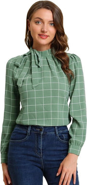 Blusa da ufficio per donna con colletto a farfalla in stile.